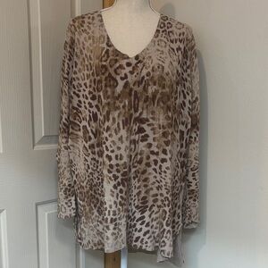 Leopard Print V-Neck Women's Sweater
